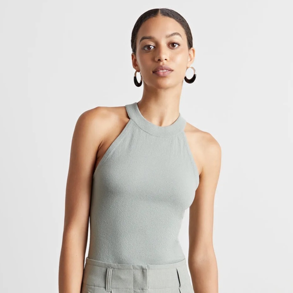 Grey Halter Neck Tank Top - WHO WHAT WEAR